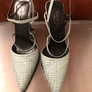 Gucci Embellished Satin Pumps
